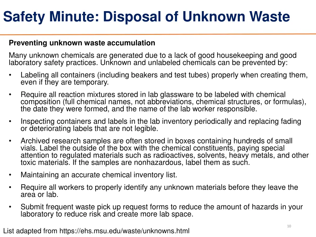safety minute disposal of unknown waste 6