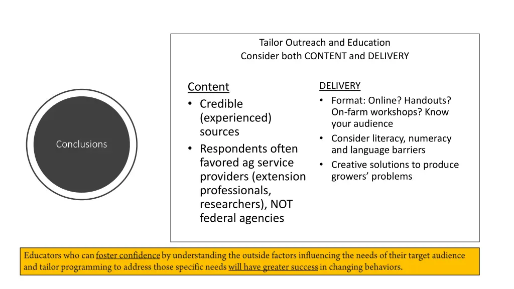 tailor outreach and education consider both