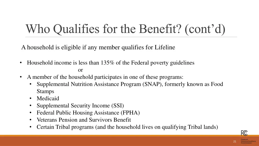 who qualifies for the benefit cont d
