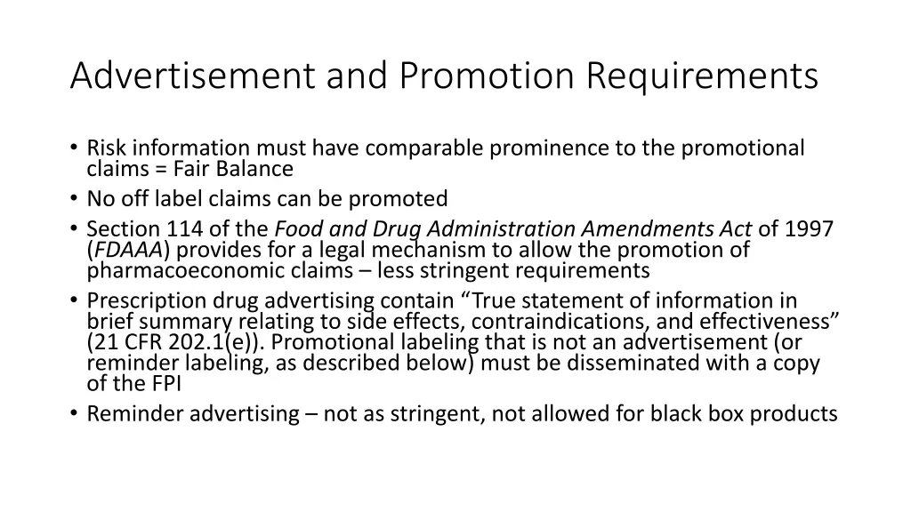 advertisement and promotion requirements 1