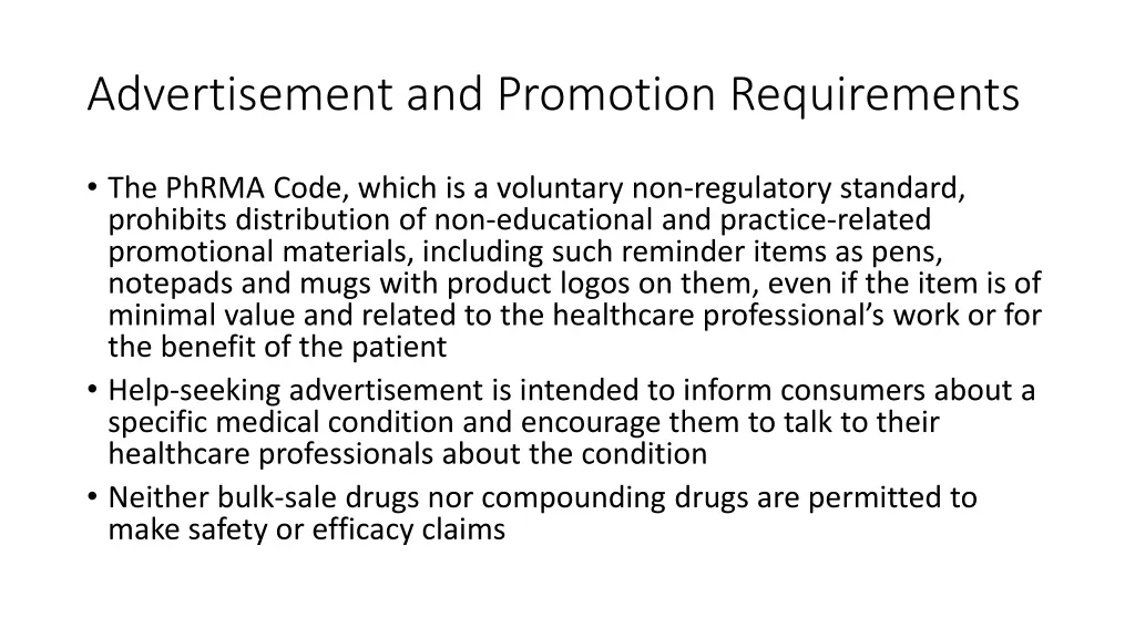advertisement and promotion requirements 2