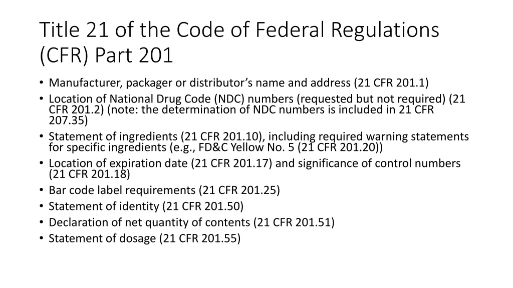 title 21 of the code of federal regulations