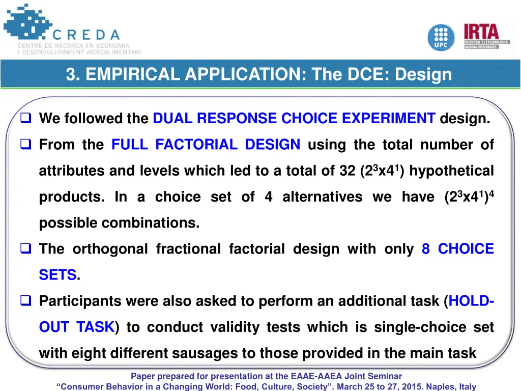 3 empirical application the dce design