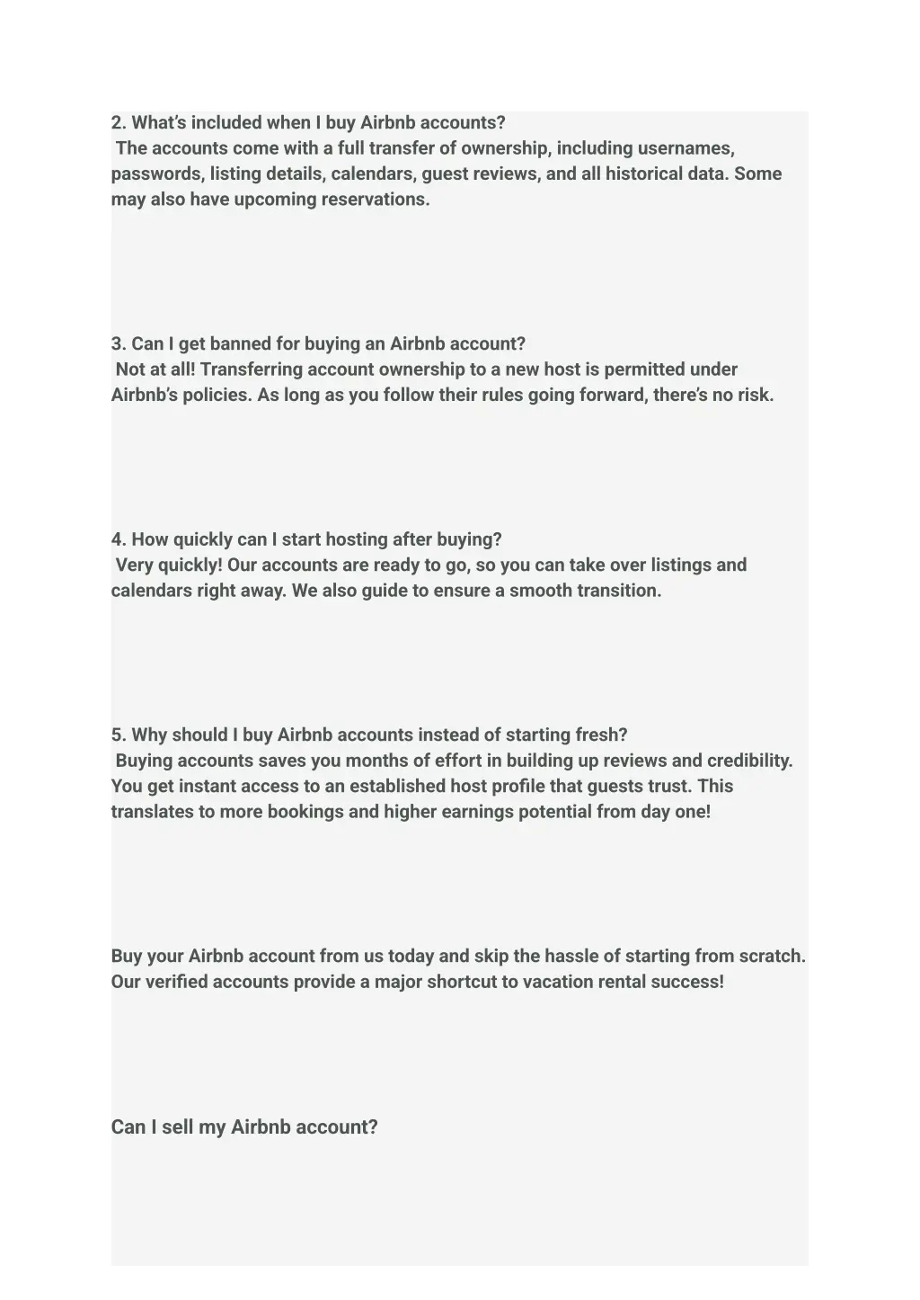 2 what s included when i buy airbnb accounts