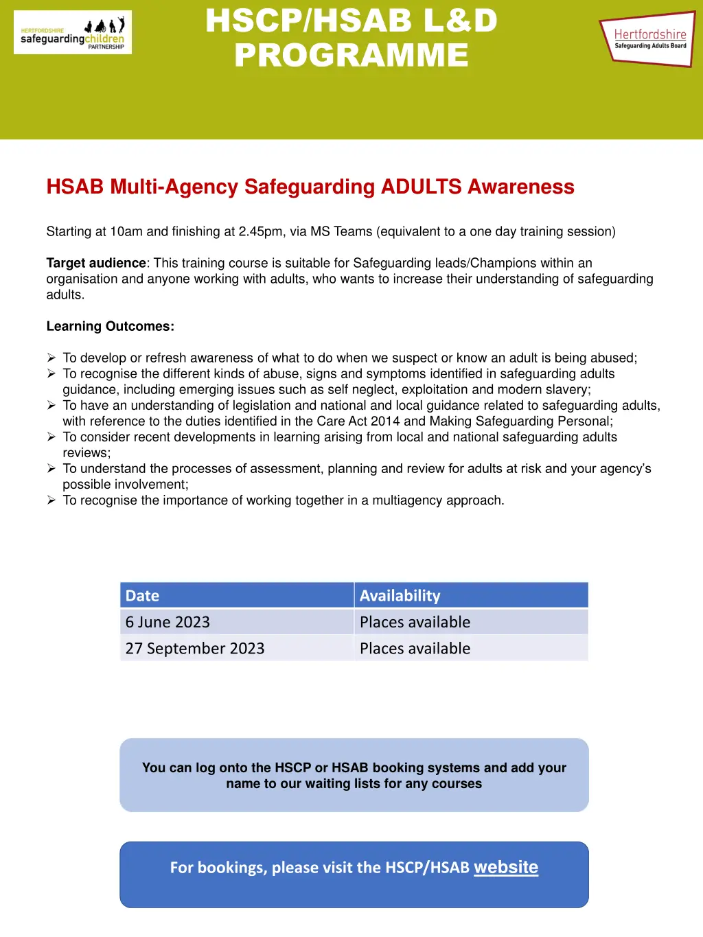 hscp hsab l d programme 25