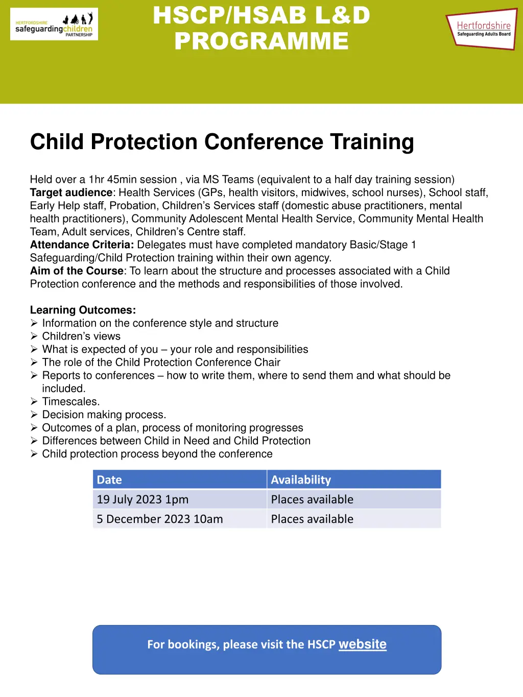 hscp hsab l d programme 8