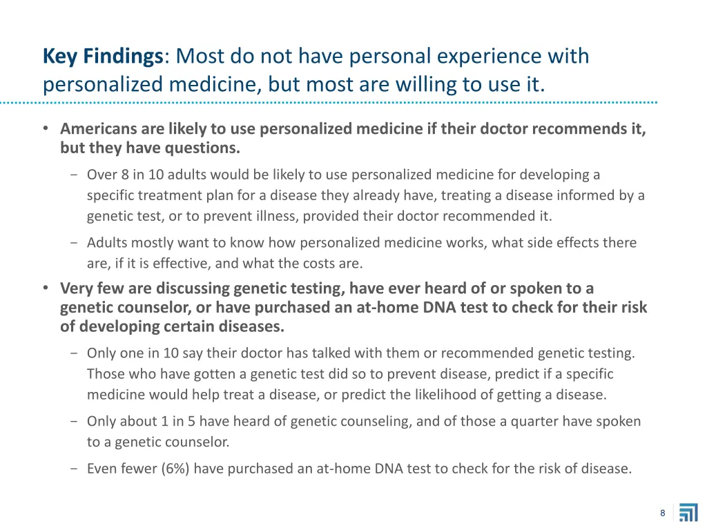 key findings most do not have personal experience