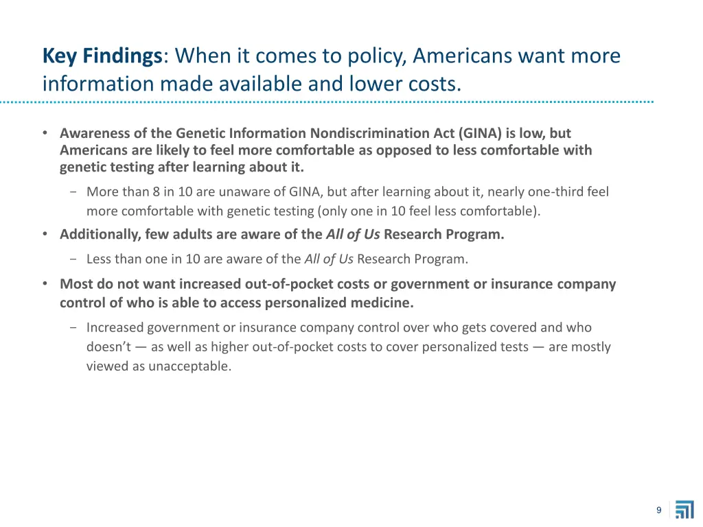 key findings when it comes to policy americans
