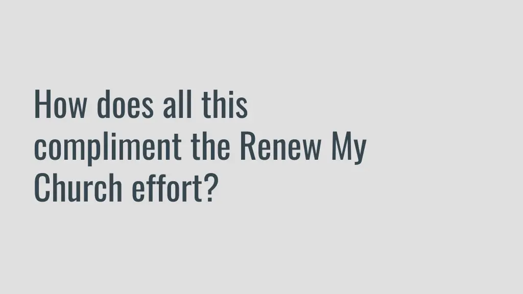 how does all this compliment the renew my church