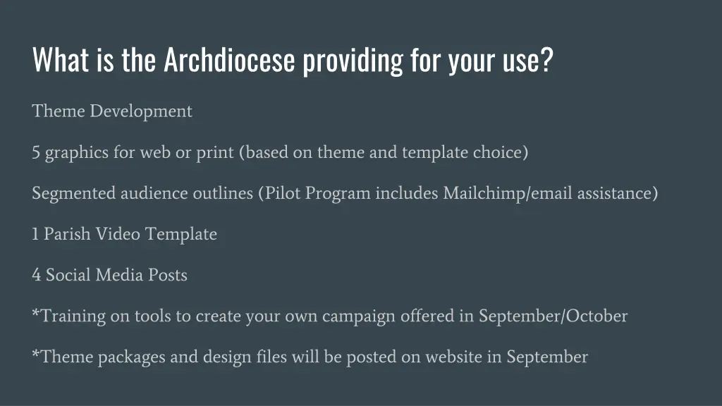 what is the archdiocese providing for your use