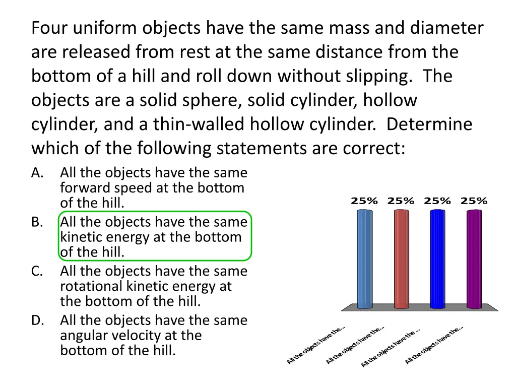 four uniform objects have the same mass 1