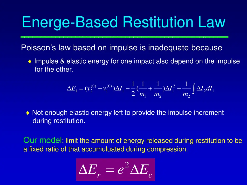 energe based restitution law