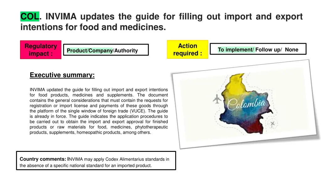 col invima updates the guide for filling