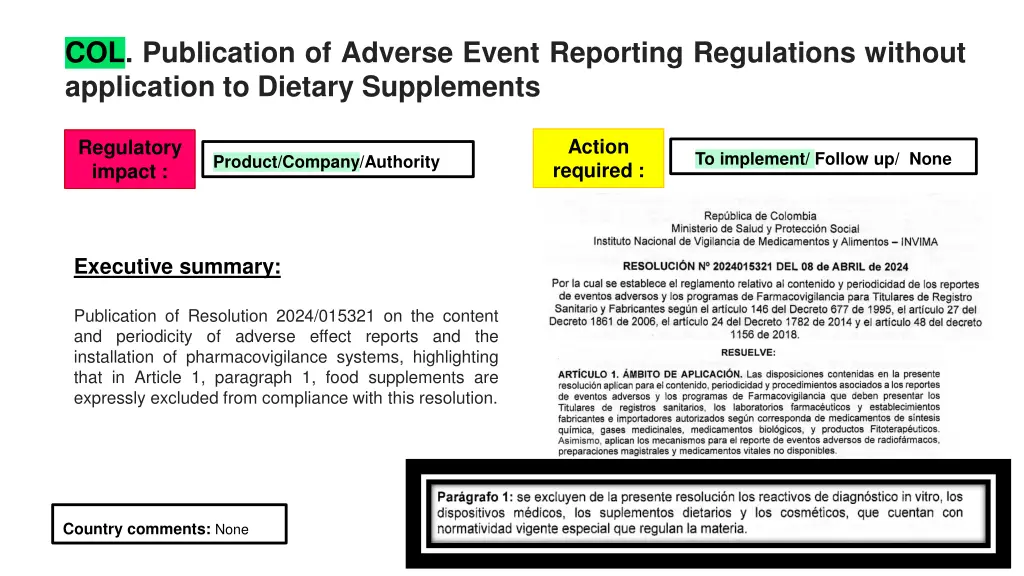 col publication of adverse event reporting
