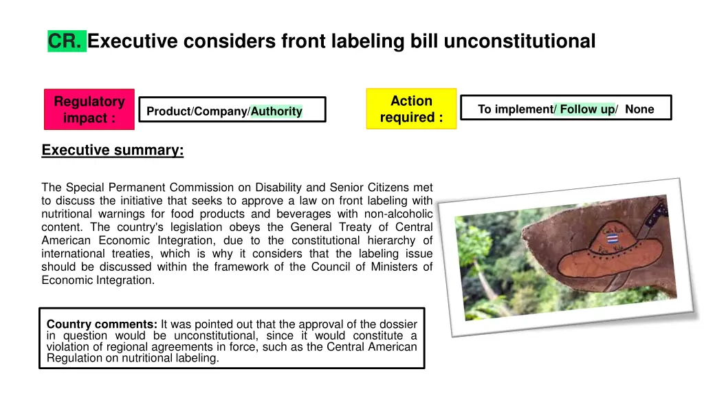 cr executive considers front labeling bill