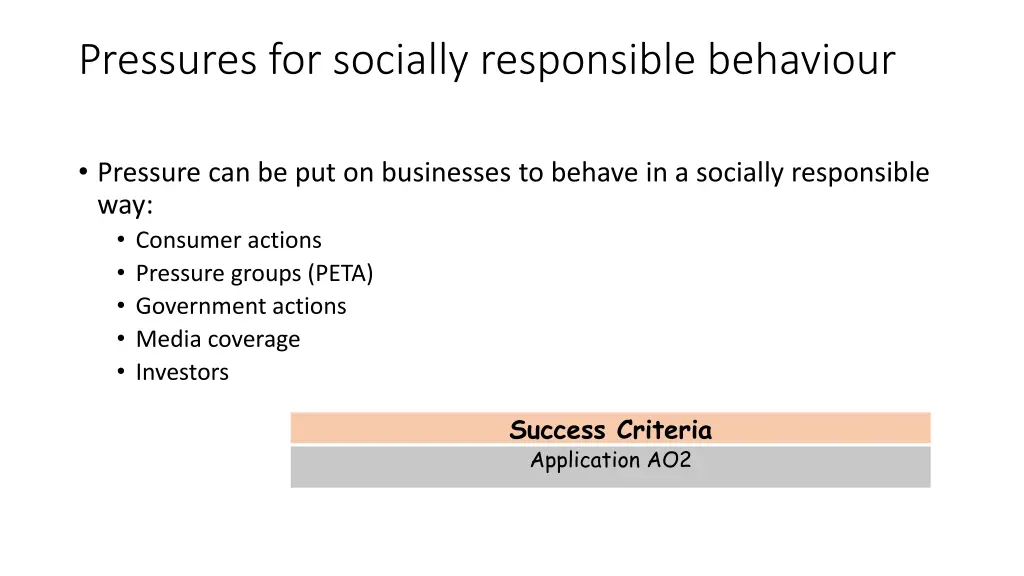 pressures for socially responsible behaviour