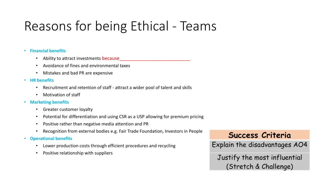 reasons for being ethical teams