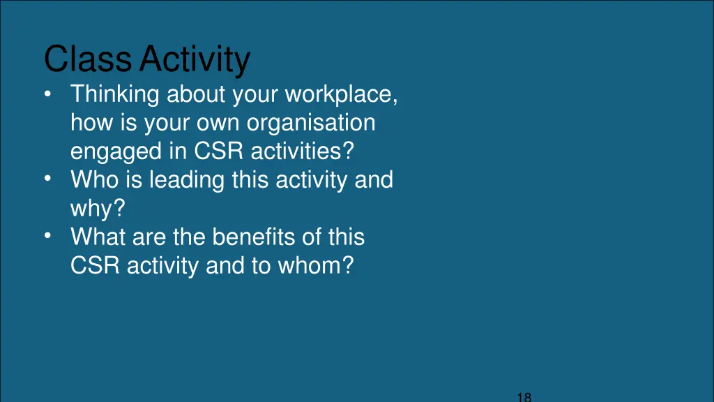 classactivity thinking about your workplace