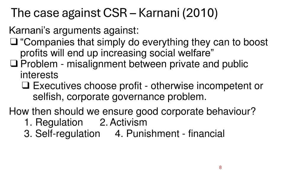 thecase againstcsr karnani 2010 karnani