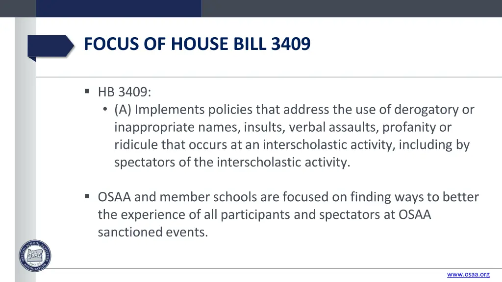 focus of house bill 3409