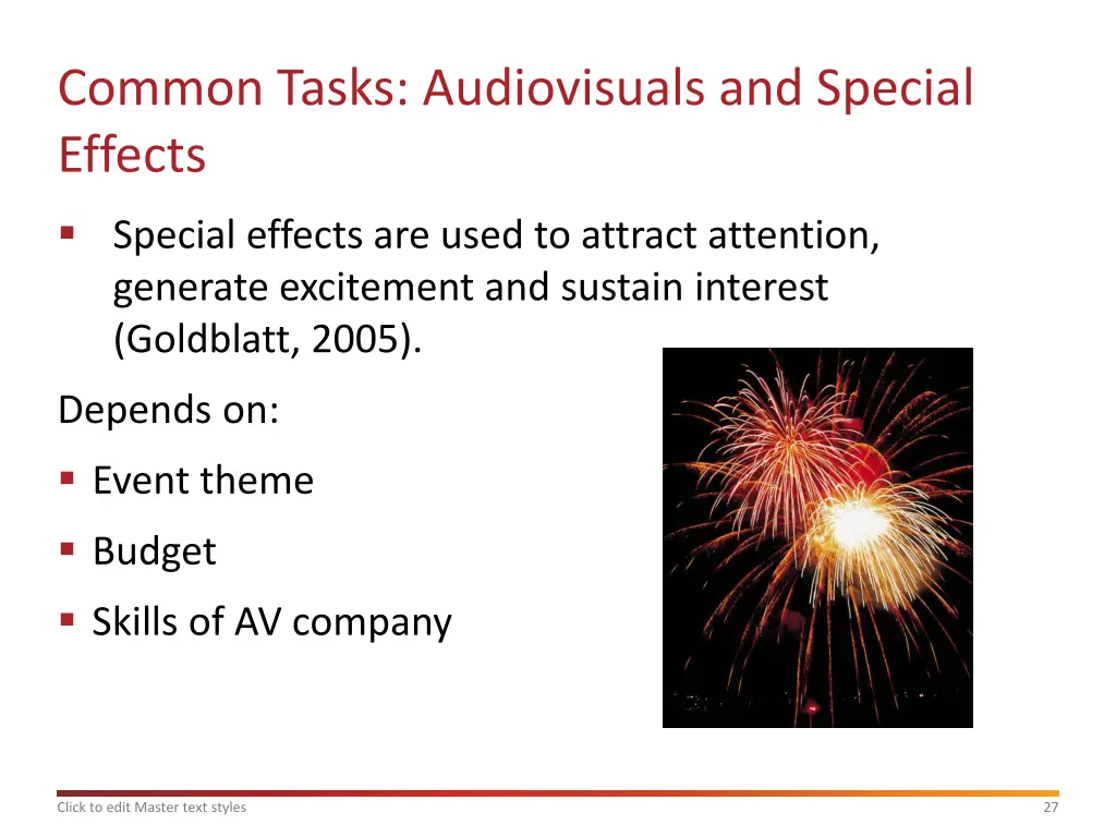 common tasks audiovisuals and special effects