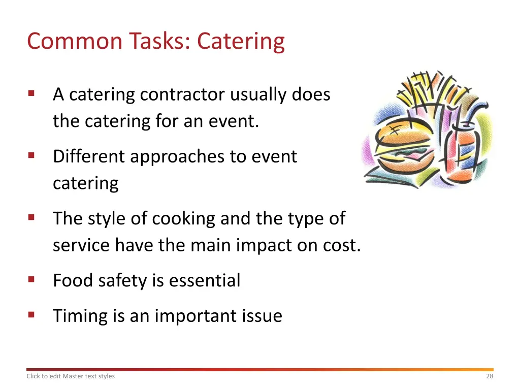 common tasks catering