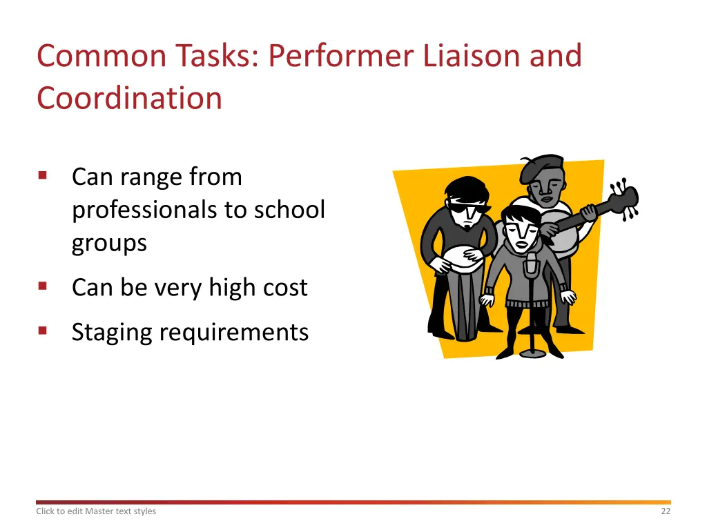 common tasks performer liaison and coordination