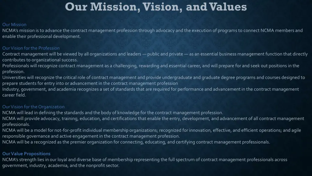our mission vision and values