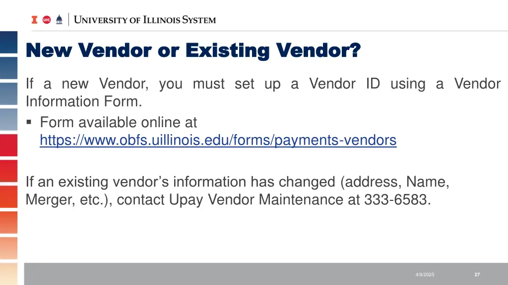 new vendor or existing vendor new vendor
