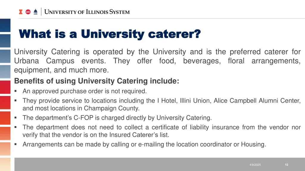 what is a university caterer what is a university