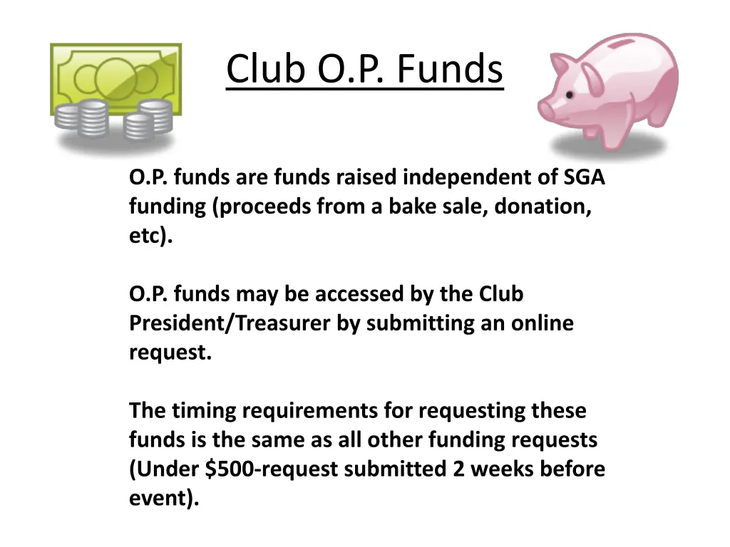 club o p funds