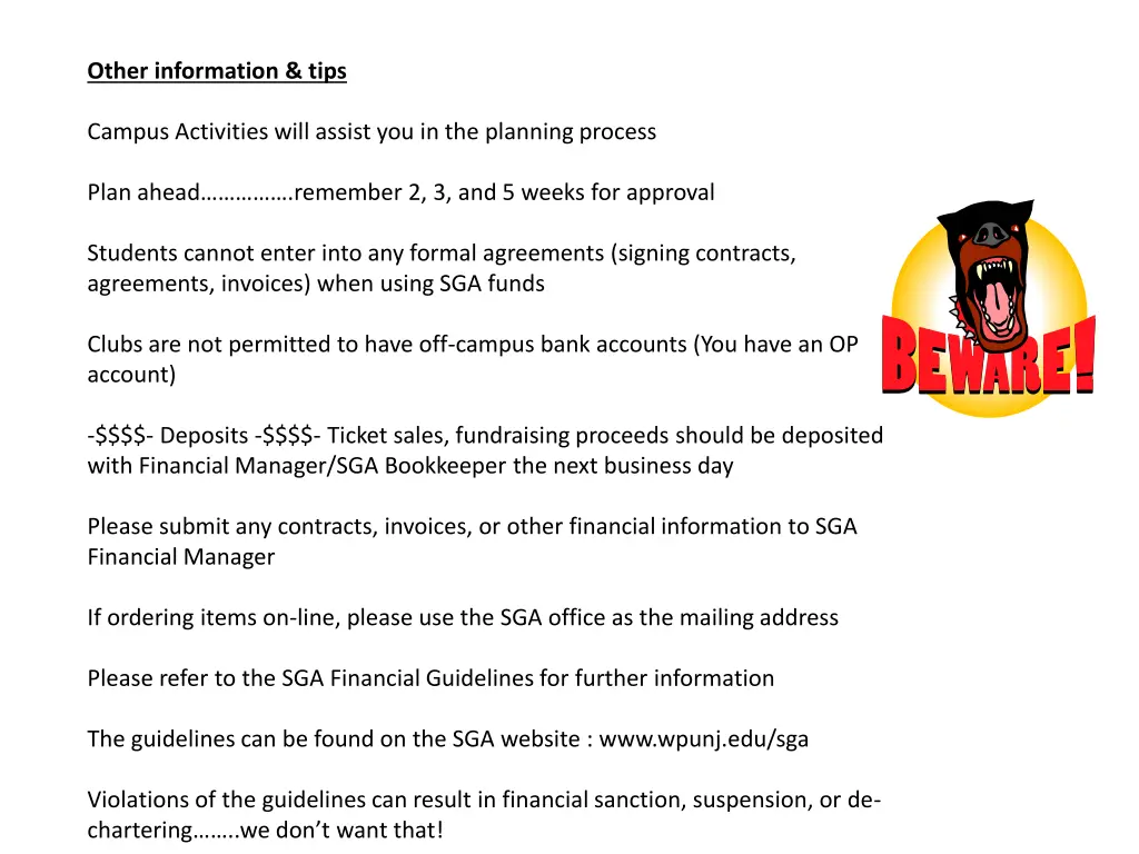 other information tips