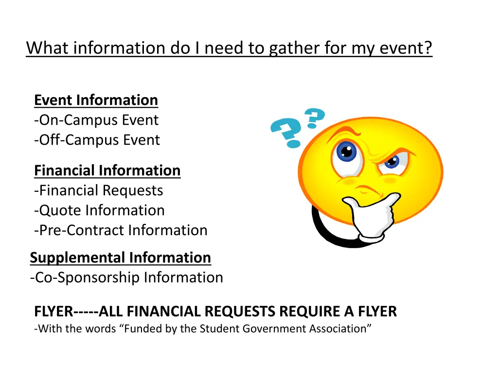 what information do i need to gather for my event