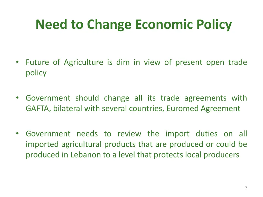 need to change economic policy