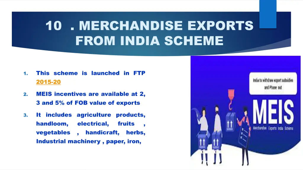 10 merchandise exports from india scheme