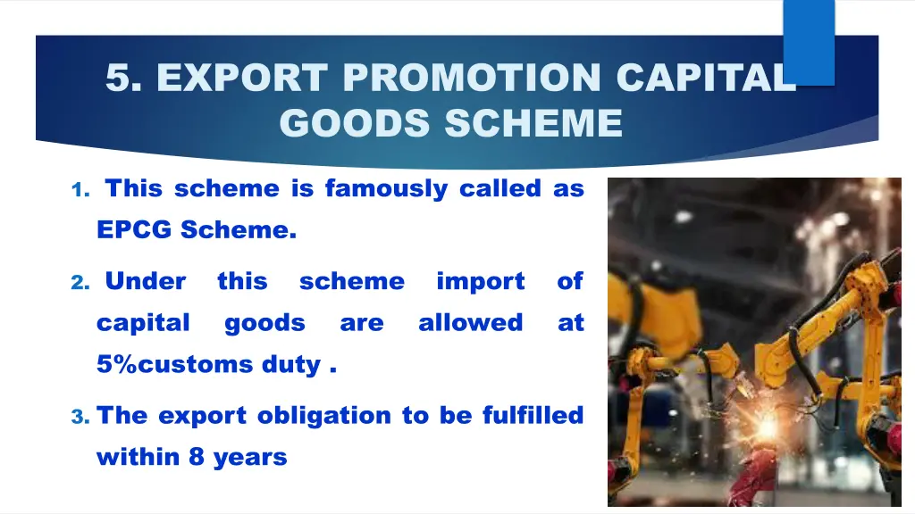 5 export promotion capital goods scheme