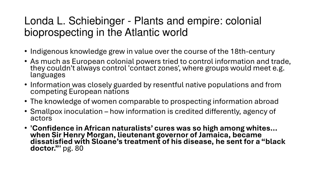 londa l schiebinger plants and empire colonial