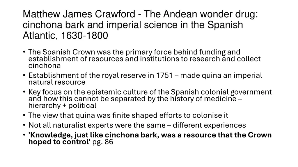 matthew james crawford the andean wonder drug