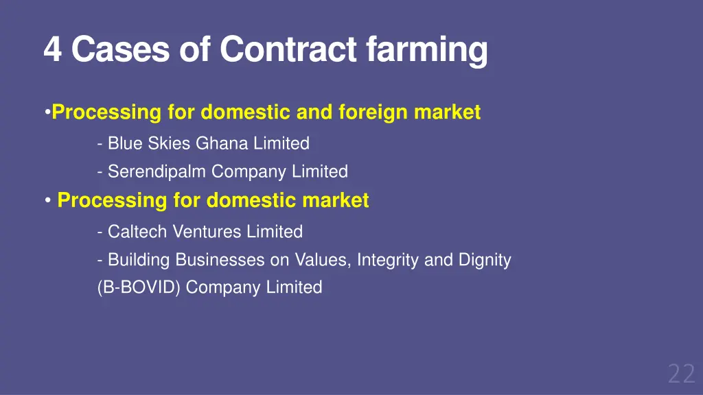 4 cases of contract farming