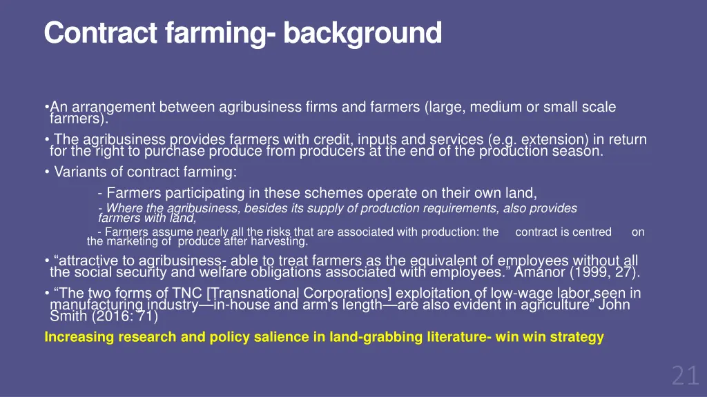 contract farming background