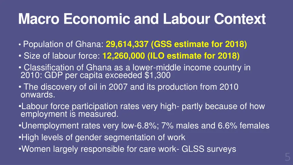 macro economic and labour context