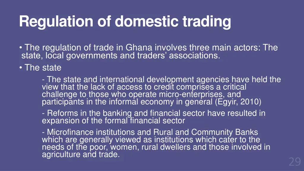 regulation of domestic trading