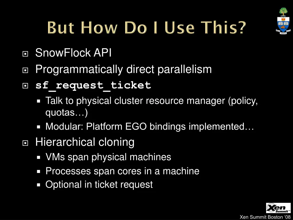 snowflock api programmatically direct parallelism