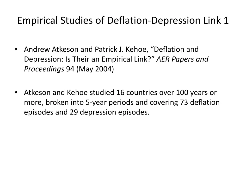 empirical studies of deflation depression link 1