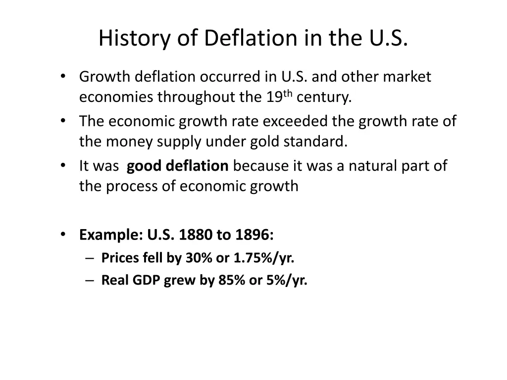 history of deflation in the u s