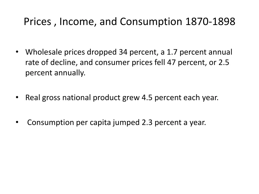 prices income and consumption 1870 1898