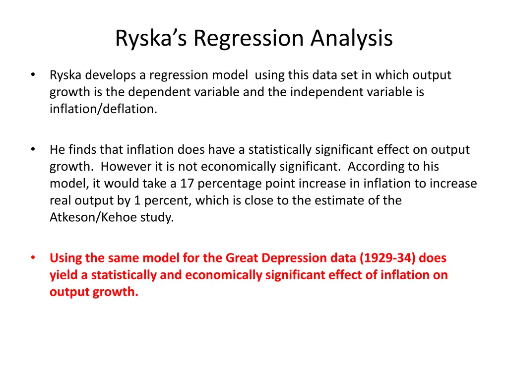 ryska s regression analysis
