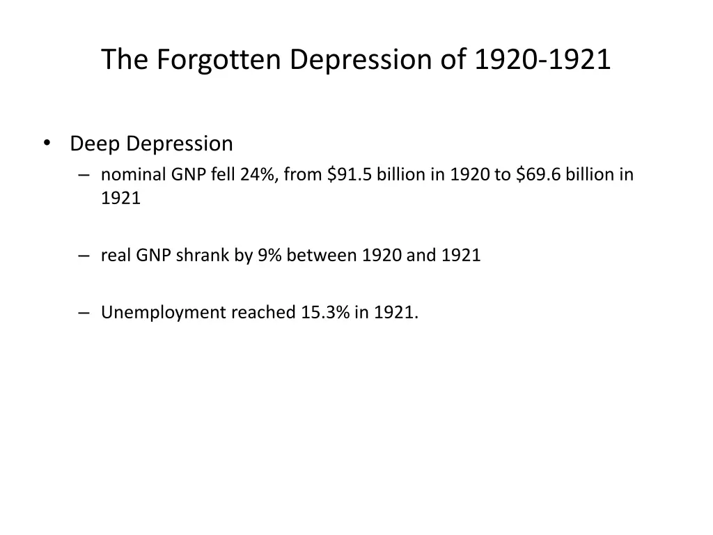the forgotten depression of 1920 1921 1