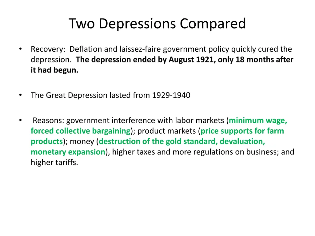 two depressions compared