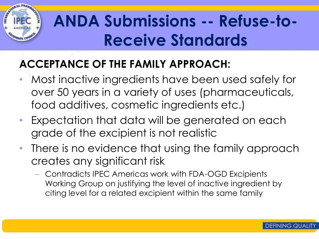 anda submissions refuse to receive standards 1